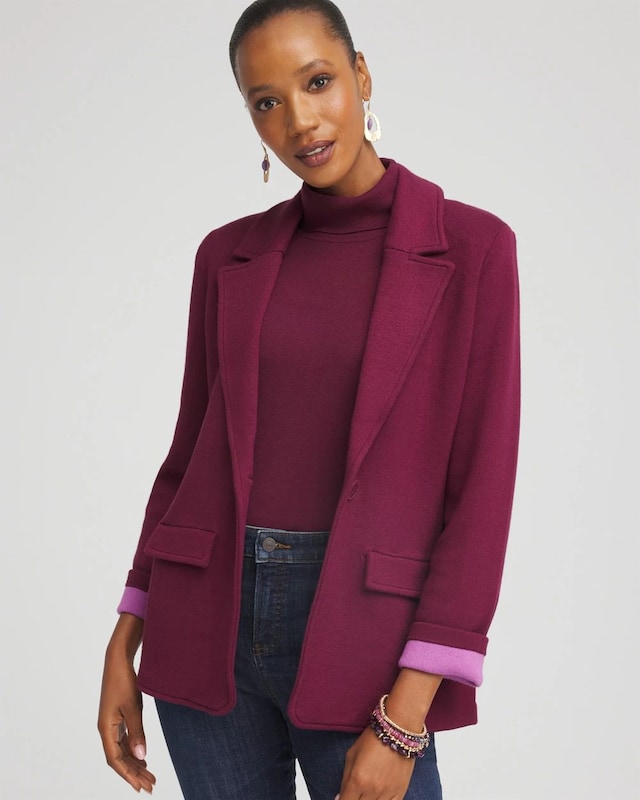 Single-Breasted Sweater Blazer